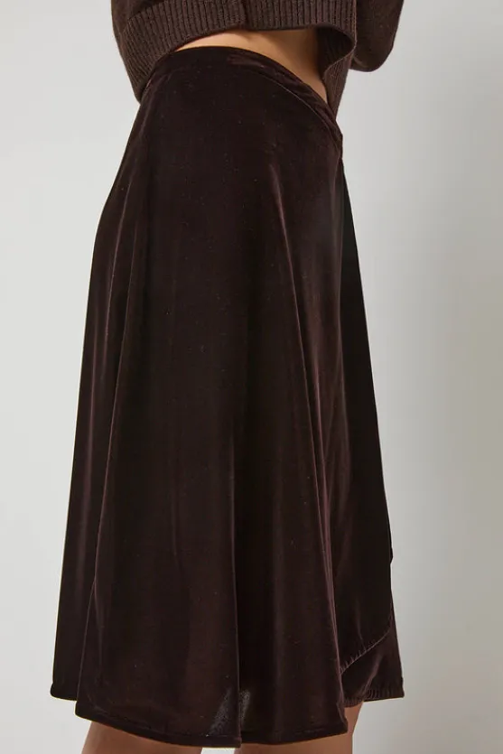 Velvet Midi Wrap Skirt in Brown^No.6 Store Best