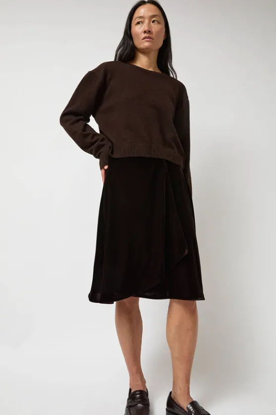 Velvet Midi Wrap Skirt in Brown^No.6 Store Best