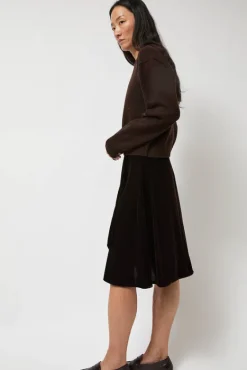 Velvet Midi Wrap Skirt in Brown^No.6 Store Best