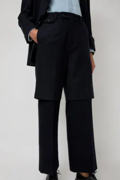 Virgin Wool Layered Trousers in Navy Pinstripe^No.6 Store Online
