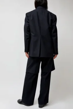 Virgin Wool Oversized Tailored Jacket in Navy Pinstripe^No.6 Store Sale