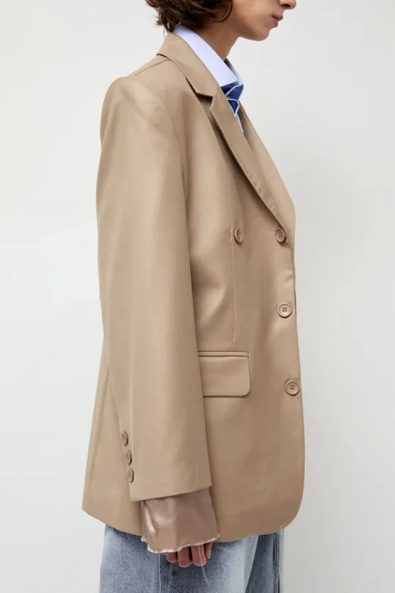 Virgin Wool Single Breasted Blazer in Beige^No.6 Store Clearance