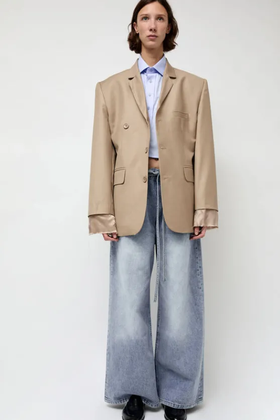 Virgin Wool Single Breasted Blazer in Beige^No.6 Store Clearance