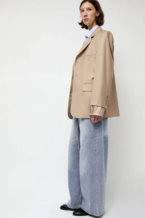 Virgin Wool Single Breasted Blazer in Beige^No.6 Store Clearance