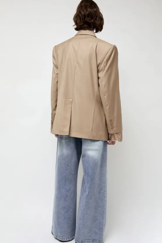 Virgin Wool Single Breasted Blazer in Beige^No.6 Store Clearance