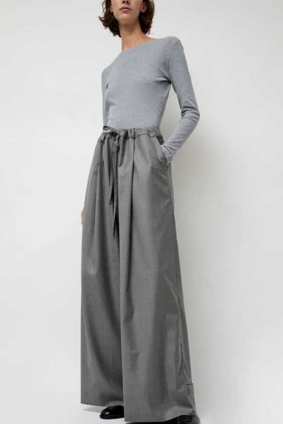 Virgin Wool Tailored Shared Pants in Gray^No.6 Store Sale