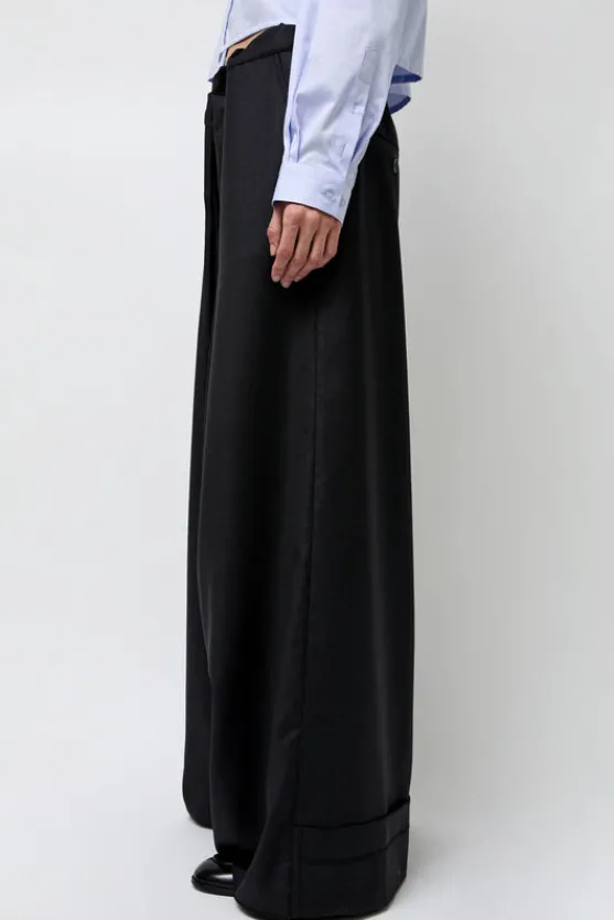 Virgin Wool Tailored Shared Pants in Black^No.6 Store Discount
