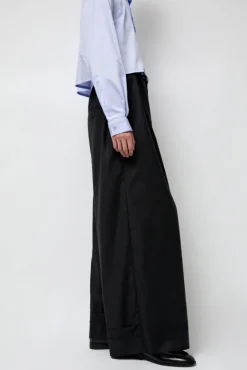 Virgin Wool Tailored Shared Pants in Black^No.6 Store Discount
