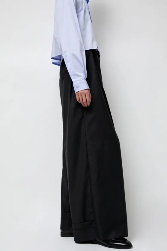 Virgin Wool Tailored Shared Pants in Black^No.6 Store Discount