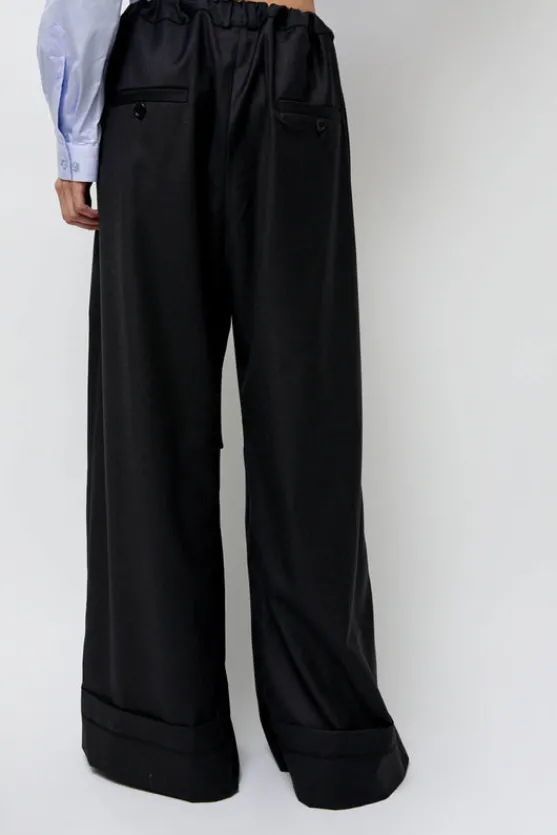 Virgin Wool Tailored Shared Pants in Black^No.6 Store Discount