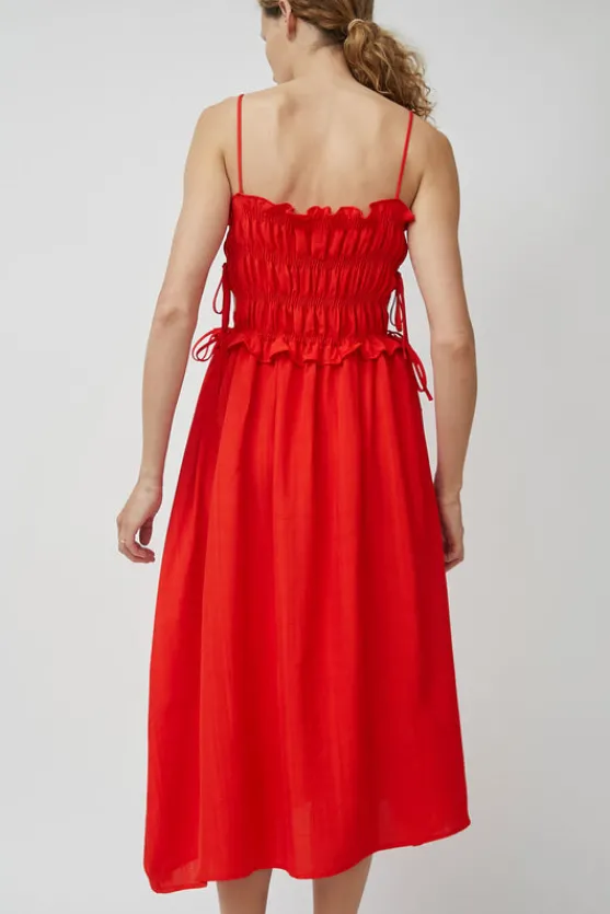 Viscose Gathered Dress in Coral^No.6 Store Outlet