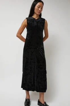 Washed Velvet Long Dress in Black^No.6 Store Sale