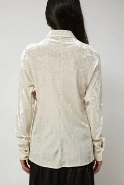 Washed Velvet Long Shirt in Ivory^No.6 Store Clearance