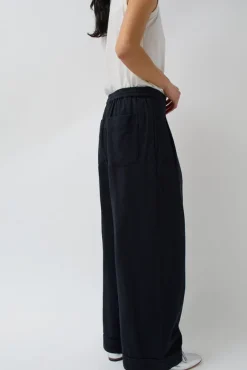 Wes Pleat Pant in Black Warp and Indigo Weft^No.6 Store Sale