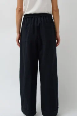 Wes Pleat Pant in Black Warp and Indigo Weft^No.6 Store Sale