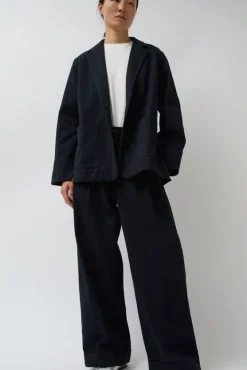 Wes Pleat Pant in Black Warp and Indigo Weft^No.6 Store Sale