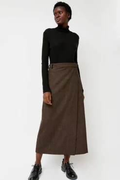 Wool Blend Maxi Wrap Skirt in Brown^No.6 Store Online