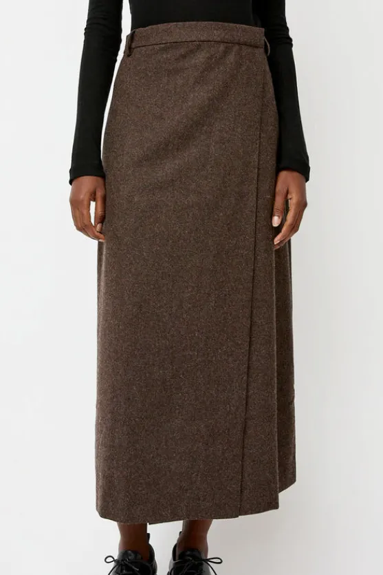 Wool Blend Maxi Wrap Skirt in Brown^No.6 Store Online