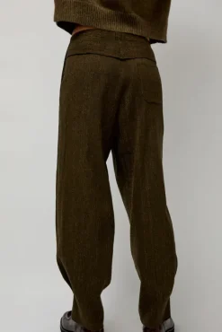 Wool Linen Canvas Trousers in Green^No.6 Store Fashion