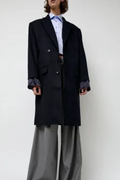 Wool Single Breasted Coat in Navy^No.6 Store Fashion